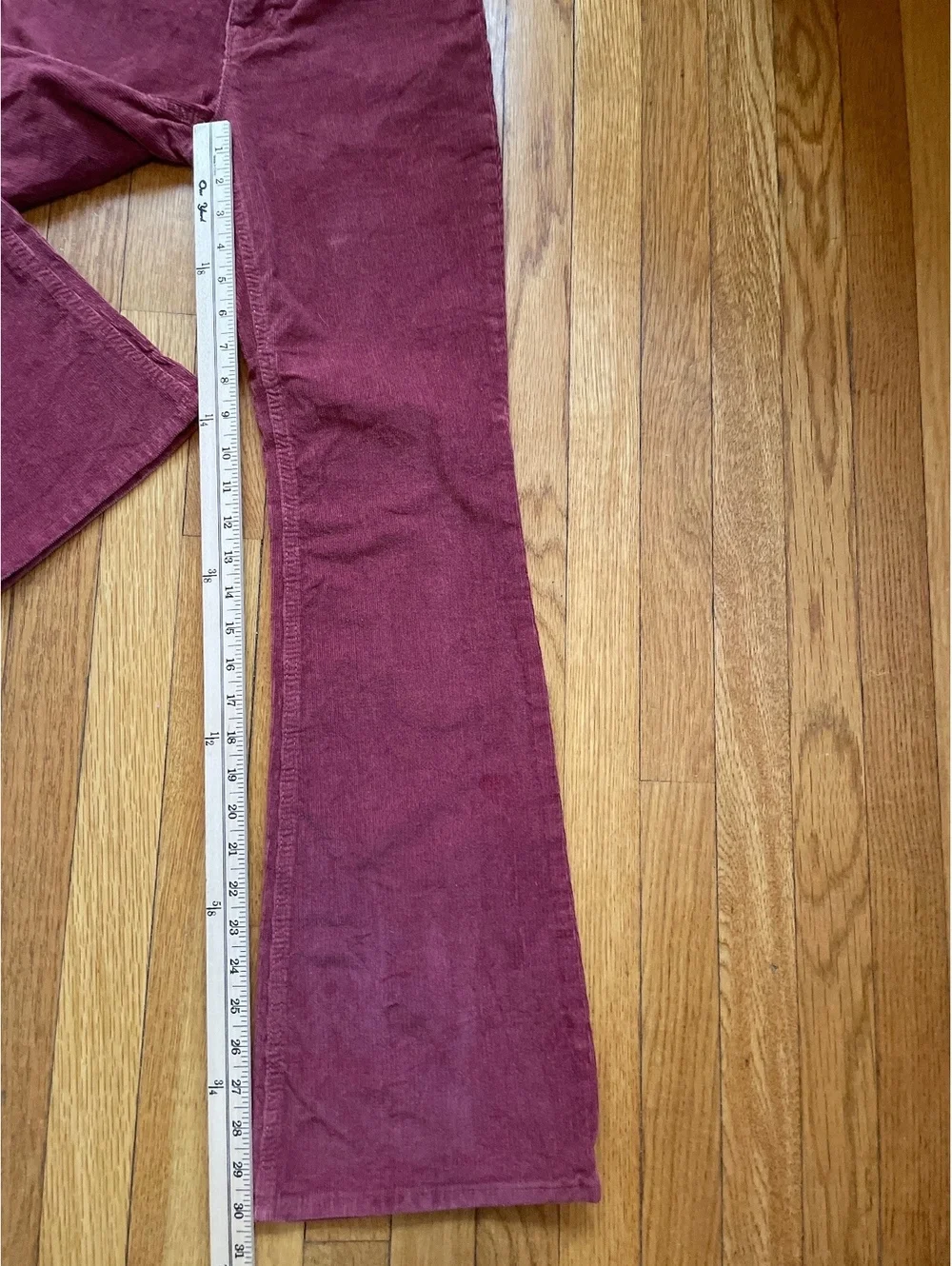 Current Elliott C/E Burnt Burgundy Corduroy Flare Pants Women's 26 Stretch